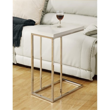 Glossy White Hollow-Core - Chrome Metal Accent Table